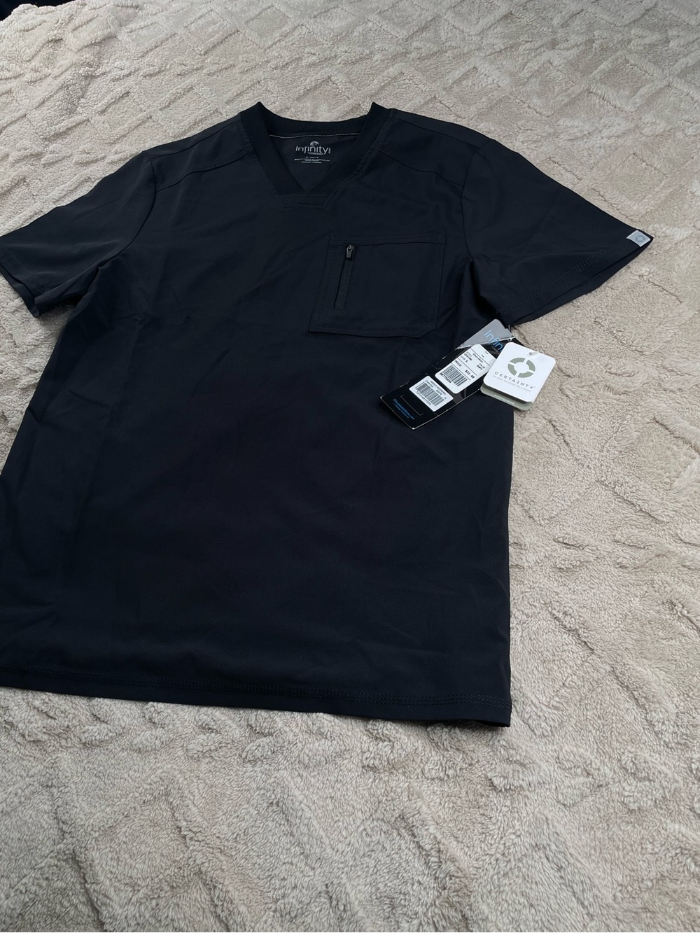 Infinity Black V-Neck Short Sleeve Scrub Top *NWT. Size Small Medical Staff